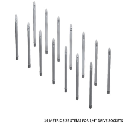 1/4" Socket Stems - Metric - Toolbox Widget UK Socket Organizer, Socket Organization, Toolbox Widget, Tool Box Widget,  Tool Organization, Socket Holder, Socket Tray
