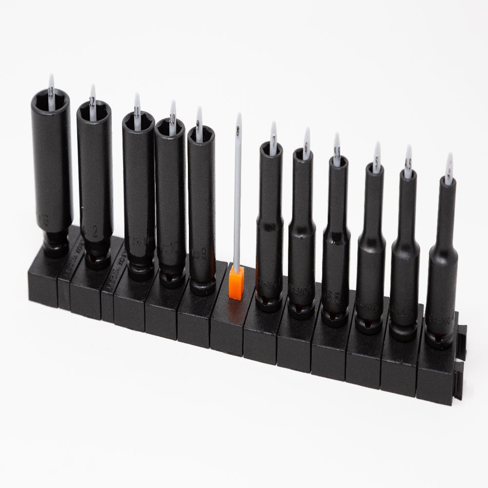1/4" Socket Stems - Metric - Toolbox Widget UK Socket Organizer, Socket Organization, Toolbox Widget, Tool Box Widget,  Tool Organization, Socket Holder, Socket Tray